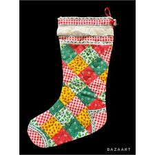 VTG Cottage Core Patchwork Country Christmas Stocking picture