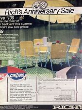 Atlanta GA Print Ad 1980 Atlanta AJC Rich’s Patio Fun Umbrella Finkel Cinzano picture