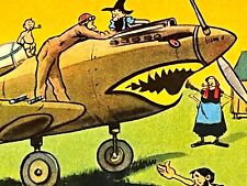 1944 FLYING TIGERS P-40 WARHAWK FIGHTER AIRPLANE WW2 COMIC BLOTTER CHARLESTON WV picture