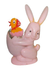 Vtg MCM Rosen Rosbro Hard Plastic Easter Rabbit Lollipop Holder Candy Container picture