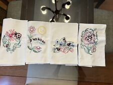 Set of 4 Lovely Ladybugs Hand Embroidered Dish Towels picture