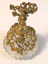 Vintage Matson Ornate Gold Filigree Rose Ormolu Perfume Bottle With Glass Dauber picture