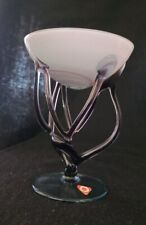 Jozefina Krosno Poland Art Glass Jellyfish 7-Leg Pedestal Bowl Purple-Vintage  picture