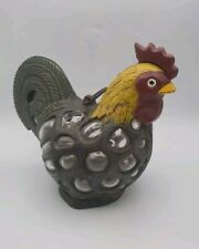 Vintage Cast Iron and Bubble Glass Rooster Chicken Lantern picture