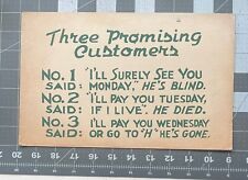 Vintage 1950s Three Promising Customers Board Sign Humor picture