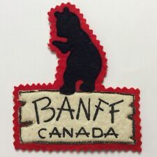 VINTAGE 1950s BANFF ALBERTA NATIONAL PARK JACKET PATCH BADGE FELT 4 5/8” BEAR picture