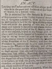 Newspapers- War of 1812: Embargo Act On All Ships- President James Madison picture