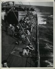 1945 Press Photo US soldiers relax on the transport taking them home for leave picture
