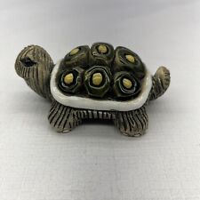 Artesania Rinconada Green Turtle Figurine Signed Uruguay Clay Pottery 4” picture