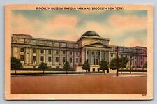 Brooklyn NY New York Brooklyn Museum, Eastern Parkway Vintage Linen Postcard picture