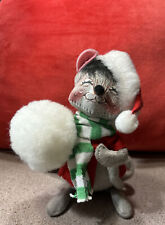 Annalee Vintage Gray 6” Christmas Mouse with Snowball 1992 picture