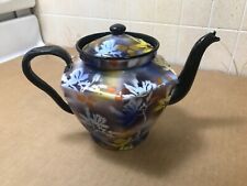 VERY RARE END OF DAY BLUE MULTICOLORED TEAPOT 🫖  GRANITEWARE ENAMELWARE ANTIQUE picture