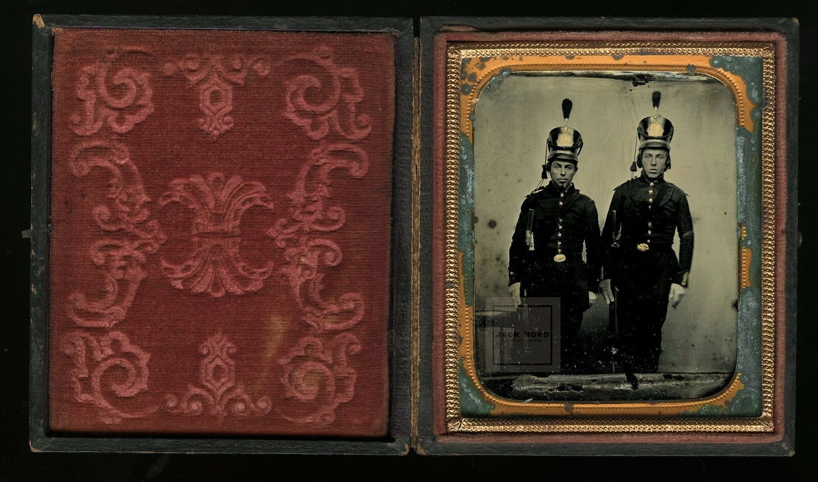 Rare Ambrotype Civil War Era Soldiers Tinted, Armed - Missouri? 1860s Photo
