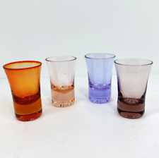 Set of 4 VTG Shot Glasses Handblown MCM Multi Color Rainbow Cordial Liqueur picture