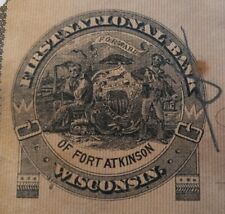 Seasoned First National Bank Check Fort Atkinson WI 1883 Awesome Deer Stag Art picture