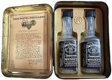 Vintage Jack Daniels Old No. 7 Tin With 2 Mini Jack Bottles With Tax Stamps. picture