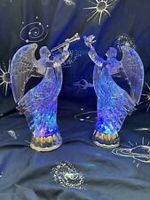 Set LOT Pair ELECTRIC-LIGHT-UP PRAYING FIGURINE ANGELS CHERUBS FIGURINE STATUE  picture