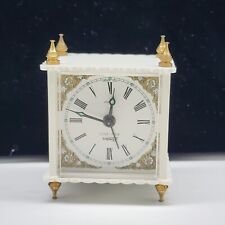 Linden Black Forest West Germany Wind-up Alarm Clock White Brass UV Glow VTG AS picture