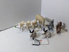 Schleich Lot of 8 Animal Toy Figures Sheep Lambs Bunnies Squirrel Raccoon picture