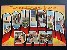Linen Postcard - Greetings from BOULDER DAM Nevada Large Letter picture
