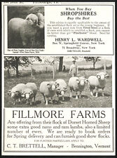 Two 1915 Antique SHEEP Ads Pinehurst SHROPSHIRES & FILLMORE FARMS Doret Horned picture