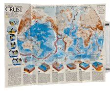 Map Earth's Dynamic Crust World National Geographic Vintage Map August 1985 picture