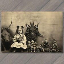 POSTCARD Weird Creepy Vintage Vibe Monster Pet Halloween Cult Unusual Toys picture