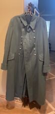 MENS L/XL WW2 or Post German Military Grey Green Wool Greatcoat Army Trench Coat picture