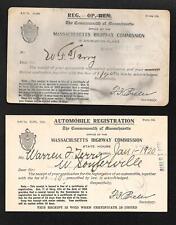 1918 and 1920 Massachusetts Automobile Registration Cards Highway Commission picture