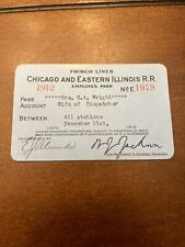 Rare 1912 Chicago & Eastern Illinois  EMPLOYEE Railroad Pass Railway RR Train picture