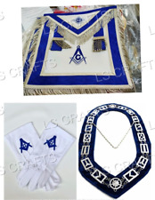 Masonic blue lodge set of apron, chain collar and square compass gloves picture