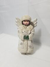 Pam Schifferl Midwest of Cannon Falls Winter Glitter Angel Holding Dove Figurine picture