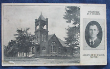 1911 Wellsville Kansas Mthodist Church & Pastor Wilson Postcard & Cancel picture