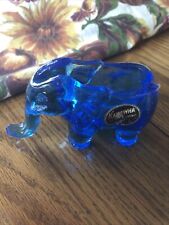 Vtg Kanawha Glass Elephant Ashtray Figurine Dunbar WV  Blue Org Sticker picture