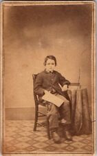 Young Fellow, Holding Papers, Desk, Book, c1860s, CDV Photo, #2289 picture