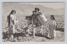 Postcard RPPC Tipos de Oaxaca Mexico Native Women Child Baskets Donkey picture