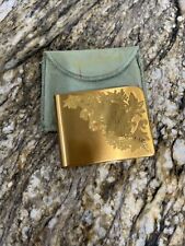 Vintage Elgin American Compact Gold Toned Etched Floral Powder Compact picture
