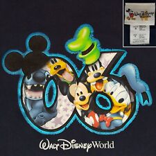 Vtg 2006 Walt Disney World Black M T-Shirt. Mickey Donald Goofy Pluto. Blue Foil picture