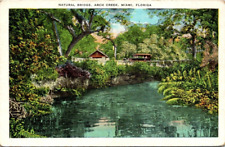 Natural Bridge Arch Creek Miami Fla Postcard Old Car Auto picture