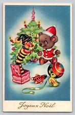 Fantasy Anthropomorphic Bear Cub Dressed As Santa Claus Tree Christmas P507A picture