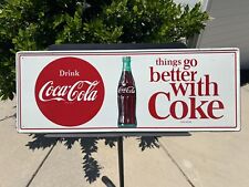 Vintage Original 1950s Coca Cola Soda Pop Bottle Metal/Tin Advertising Sign picture