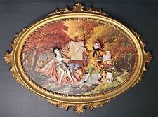 Vtg 3D Empire Figural Art Lg Oval Wall Plaque Ornate Frame Italy Painting Scene picture