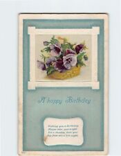 Postcard Flower Basket A Happy Birthday Embossed Card picture