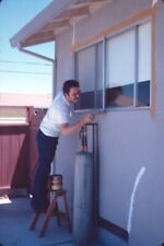 1974 Man Mustache Painting House Trim 70s Vintage 35mm Slide picture