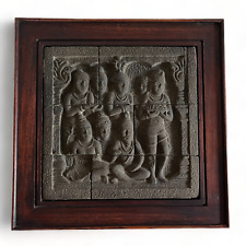 Framed Borobudur Temple Museum Copy Stone Relief of Buddha's Dharma and Sutras picture