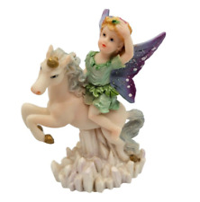 Vintage 1990s Crystal Wizard manitou CO Fairy and Unicorn Figurine picture