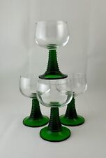 Set of 4 Vintage Green Beehive Stemmed Small French Wine Glasses 1970s picture