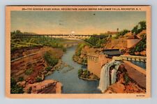 Rochester NY-New York The Genesee River Gorge Bridge Falls Vintage Postcard picture