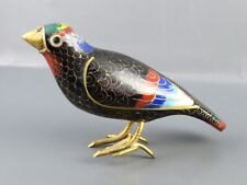 Beautiful VINTAGE CHINESE CLOISONNE Adorable Bird Figurine Statue BLACK/GOLD/ETC picture