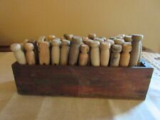 Vintage DAIRYLAND KREE-MEE wooden CHEESE BOX full of 55 Vintage CLOTHESPINS picture
